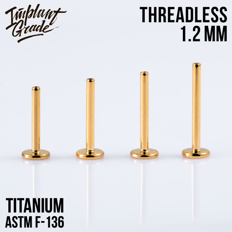 Ножка без резьбы Gold Implant Grade 1.2 мм титан+PVD, основа 4 мм