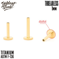 Ножка без резьбы Gold Implant Grade 1 мм титан+PVD, основа 4 мм Ножка без резьбы Gold Implant Grade 1 мм титан+PVD, основа 4 мм