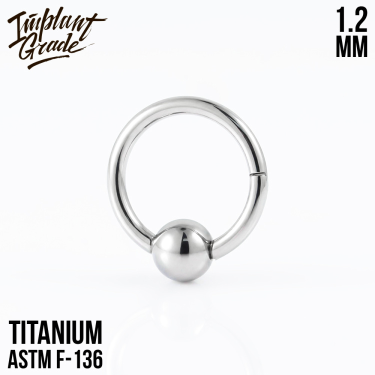 Кольцо-кликер с шаром Implant Grade 1.2 мм титан