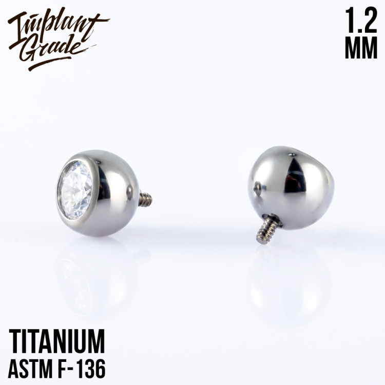 Накрутка Шар Фианит Implant Grade 1.2 мм титан