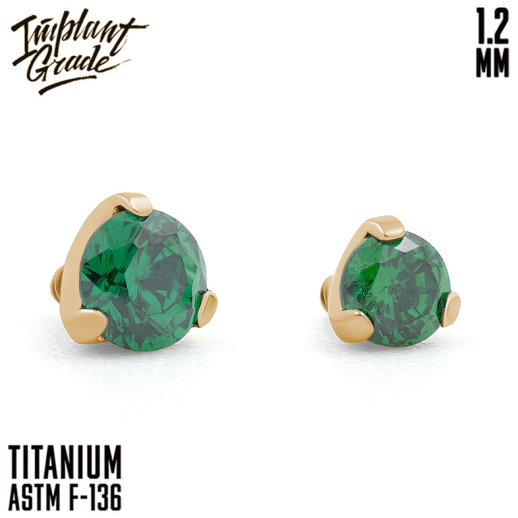 Накрутка Фианит Emerald Implant Grade 1.2 мм титан