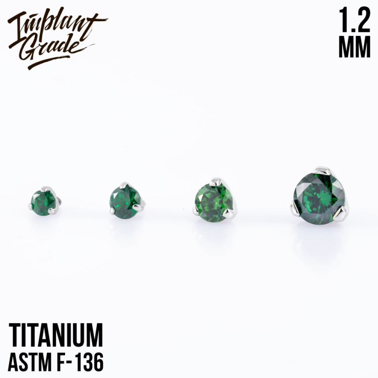 Накрутка Фианит Emerald Implant Grade 1.2 мм титан Накрутка Фианит Emerald Implant Grade 1.2 мм титан