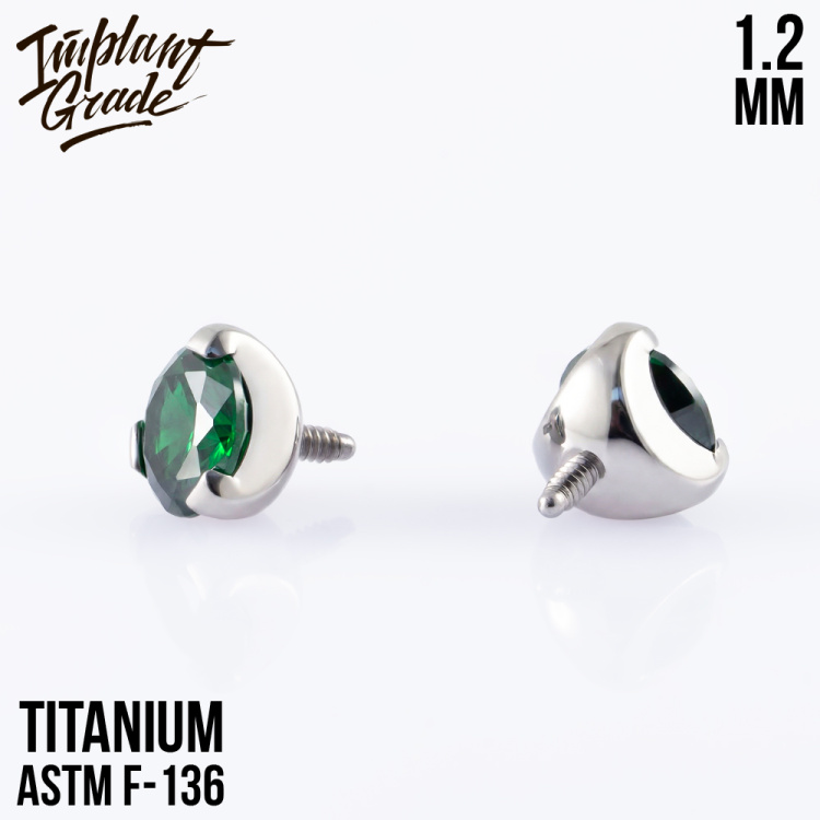 Накрутка Фианит Emerald Implant Grade 1.2 мм титан Накрутка Фианит Emerald Implant Grade 1.2 мм титан