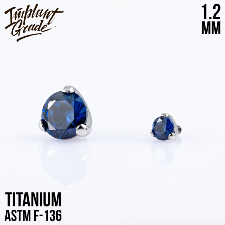 Накрутка Фианит Sapphire Implant Grade 1.2 мм титан