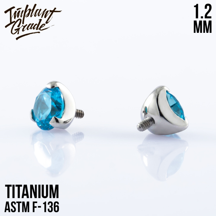Накрутка Фианит Blue zircon Implant Grade 1.2 мм титан