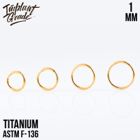 Кольцо-кликер Gold Implant Grade 1 мм титан+PVD