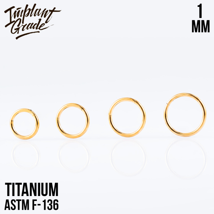 Кольцо-кликер Gold Implant Grade 1 мм титан+PVD