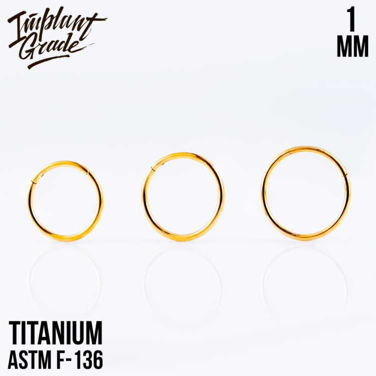 Кольцо-кликер Gold Implant Grade 1 мм титан+PVD