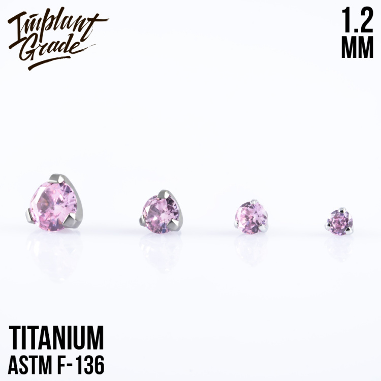 Накрутка Фианит Pink Implant Grade 1.2 мм титан
