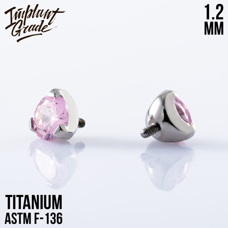 Накрутка Фианит Pink Implant Grade 1.2 мм титан
