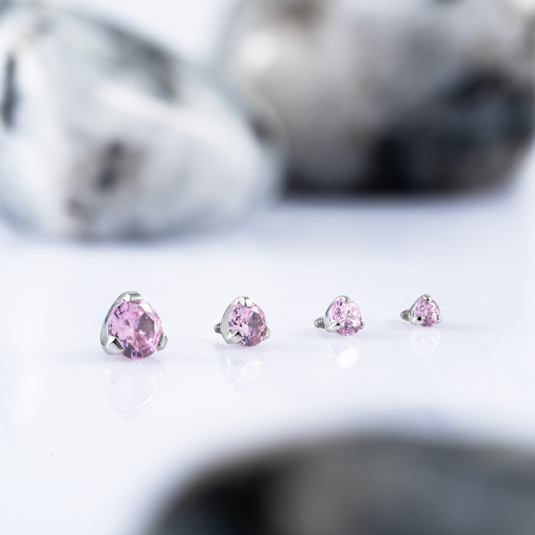 Накрутка Фианит Pink Implant Grade 1.2 мм титан