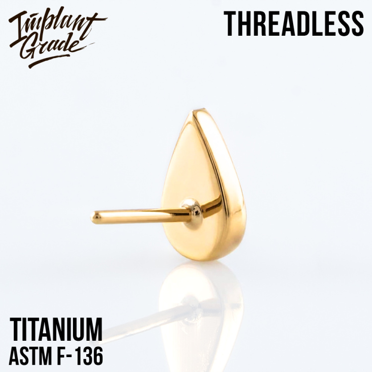 Топ Drop 3 D Gold Безрезьбовой Implant Grade титан+PVD Топ Drop 3 D Gold Безрезьбовой Implant Grade титан+PVD
