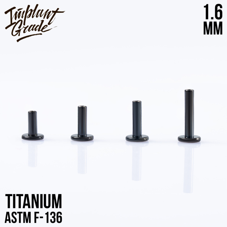 Ножка лабрета Black Implant Grade 1.6 мм титан+PVD, основа 4 мм Ножка лабрета Black Implant Grade 1.6 мм титан+PVD, основа 4 мм
