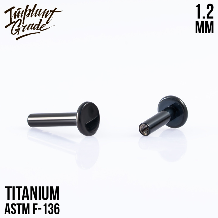 Ножка лабрета Black Implant Grade 1.2 мм титан+PVD, основа 4 мм Ножка лабрета Black Implant Grade 1.2 мм титан+PVD, основа 4 мм