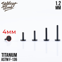 Ножка лабрета Black Implant Grade 1.2 мм титан+PVD, основа 4 мм