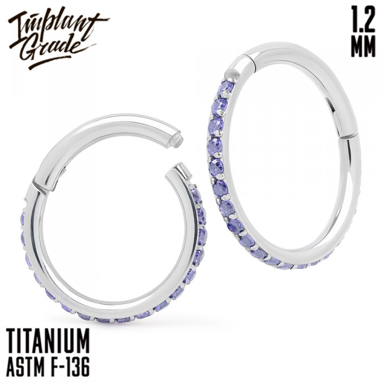 Кольцо-кликер Twilight Amethyst Implant Grade 1.2 мм титан