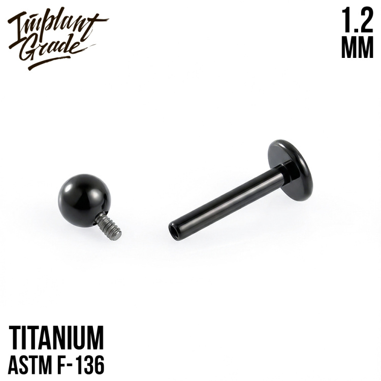 Лабрет Black Implant Grade 1.2 мм титан+PVD