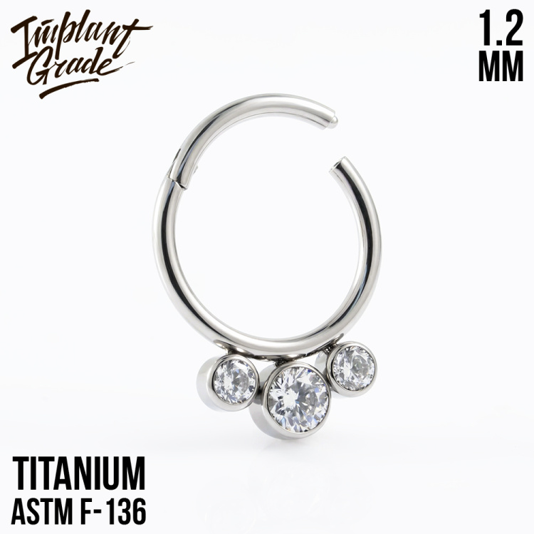 Кольцо-кликер 3 Stones Implant Grade 1.2 мм титан Кольцо-кликер 3 Stones Implant Grade 1.2 мм титан