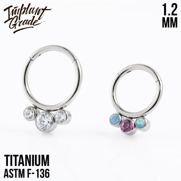 Кольцо-кликер 3 Stones Implant Grade 1.2 мм титан Кольцо-кликер 3 Stones Implant Grade 1.2 мм титан