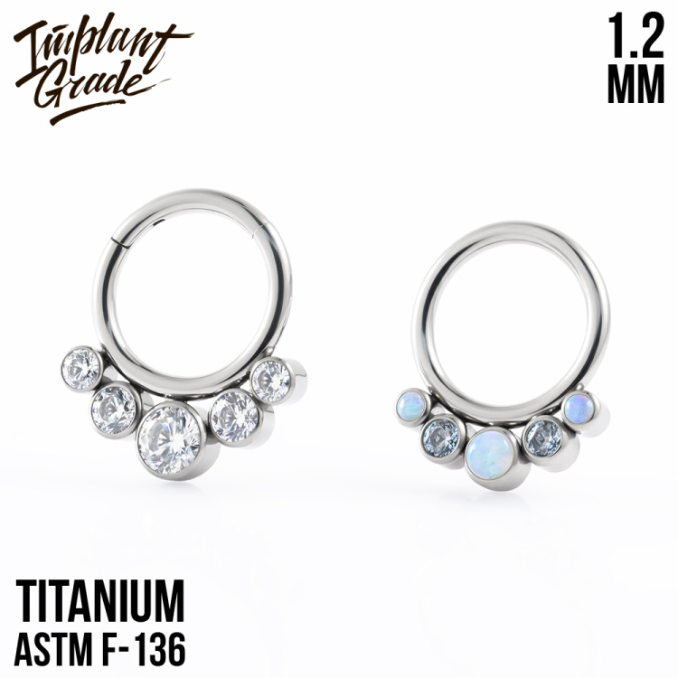 Кольцо-кликер 5 Stones Implant Grade 1.2 мм титан 