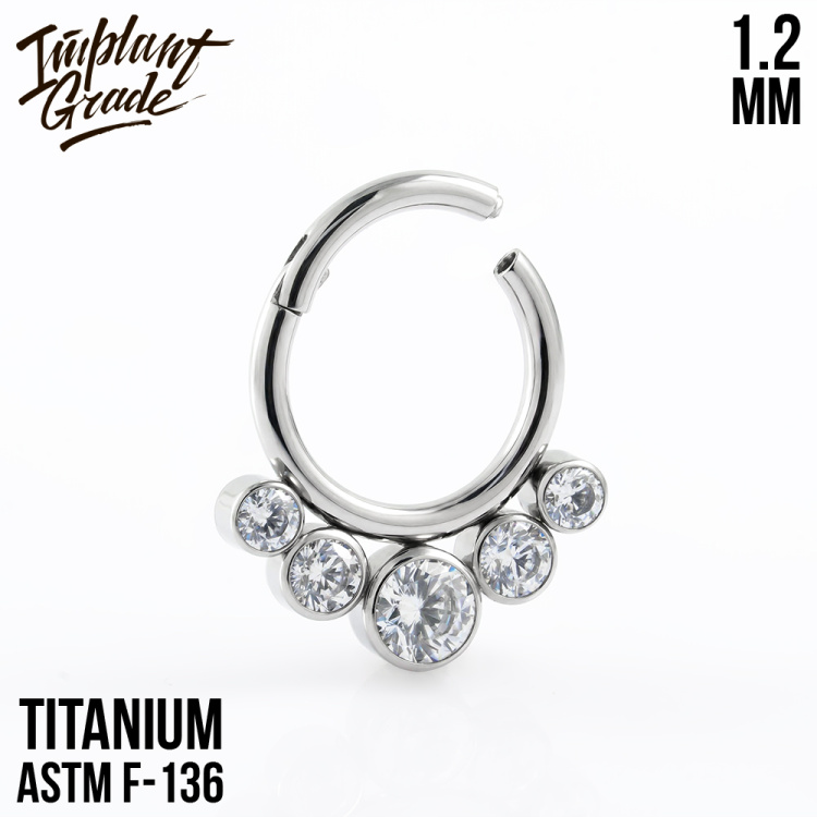 Кольцо-кликер 5 Stones Implant Grade 1.2 мм титан 