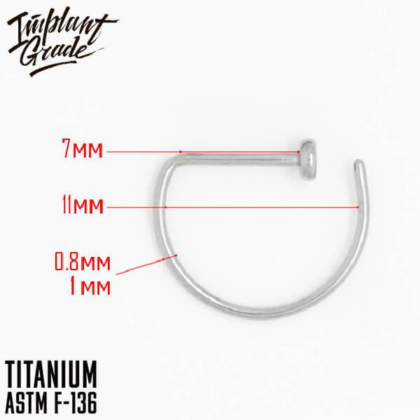 Кольцо в нос D-ring Implant Grade титан
