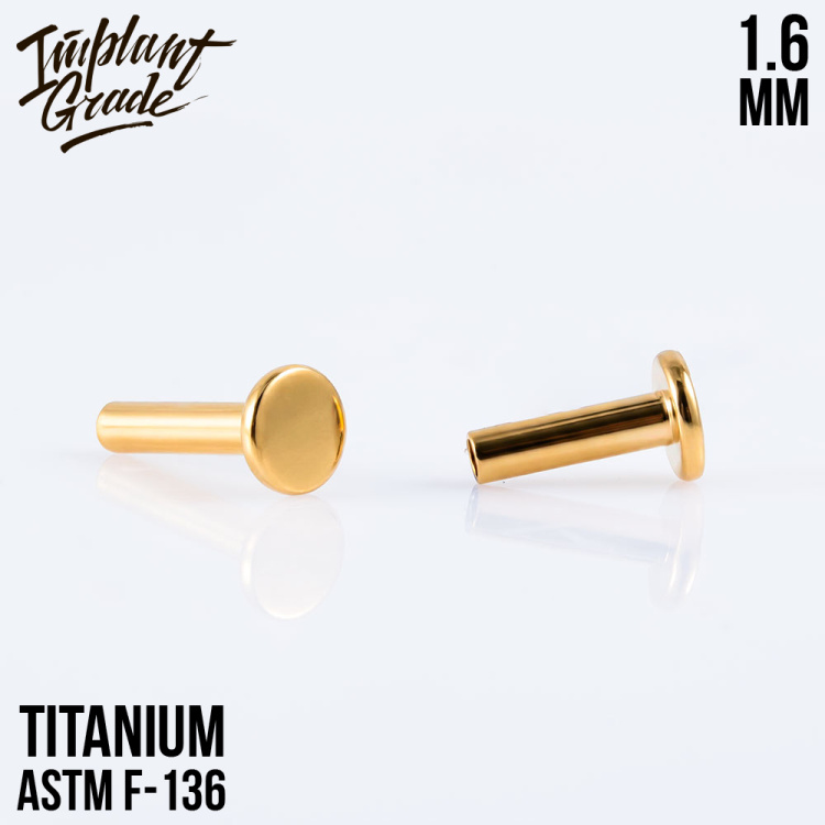 Ножка лабрета Gold Implant Grade 1.6 мм титан+PVD, основа 4 мм