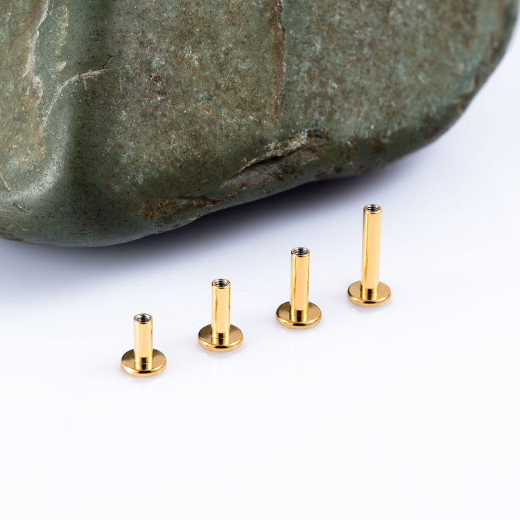 Ножка лабрета Gold Implant Grade 1.6 мм титан+PVD, основа 4 мм
