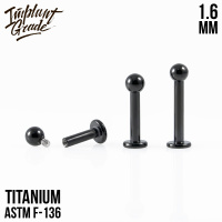 Лабрет Black Impalnt Grade 1.6 мм титан+PVD Лабрет Black Impalnt Grade 1.6 мм титан+PVD
