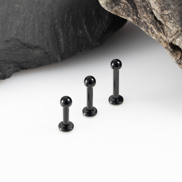 Лабрет Black Impalnt Grade  1.6 мм титан+PVD