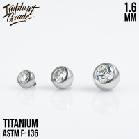 Накрутка Шар Фианит Implant Grade 1.6 мм титан
