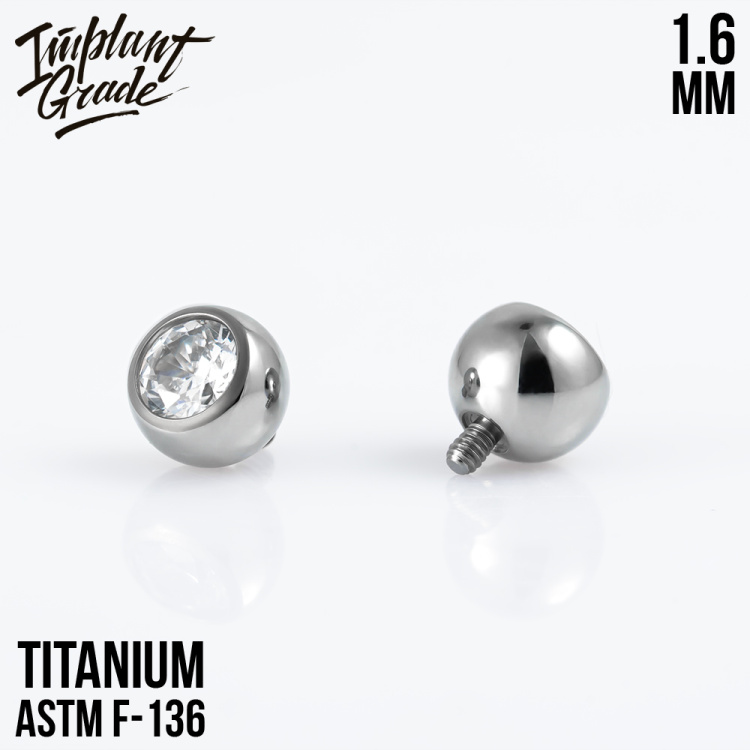 Накрутка Шар Фианит Implant Grade 1.6 мм титан