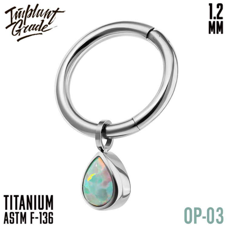 Кольцо-кликер Pendant Drop Opal Implant Grade 1.2 мм титан
