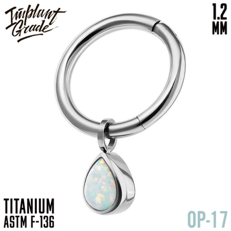 Кольцо-кликер Pendant Drop Opal Implant Grade 1.2 мм титан