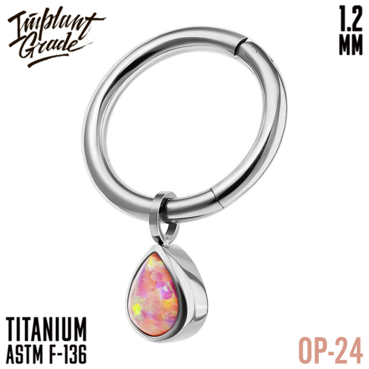Кольцо-кликер Pendant Drop Opal Implant Grade 1.2 мм титан