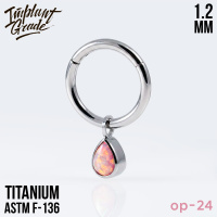 Кольцо-кликер Pendant Drop Opal Implant Grade 1.2 мм титан