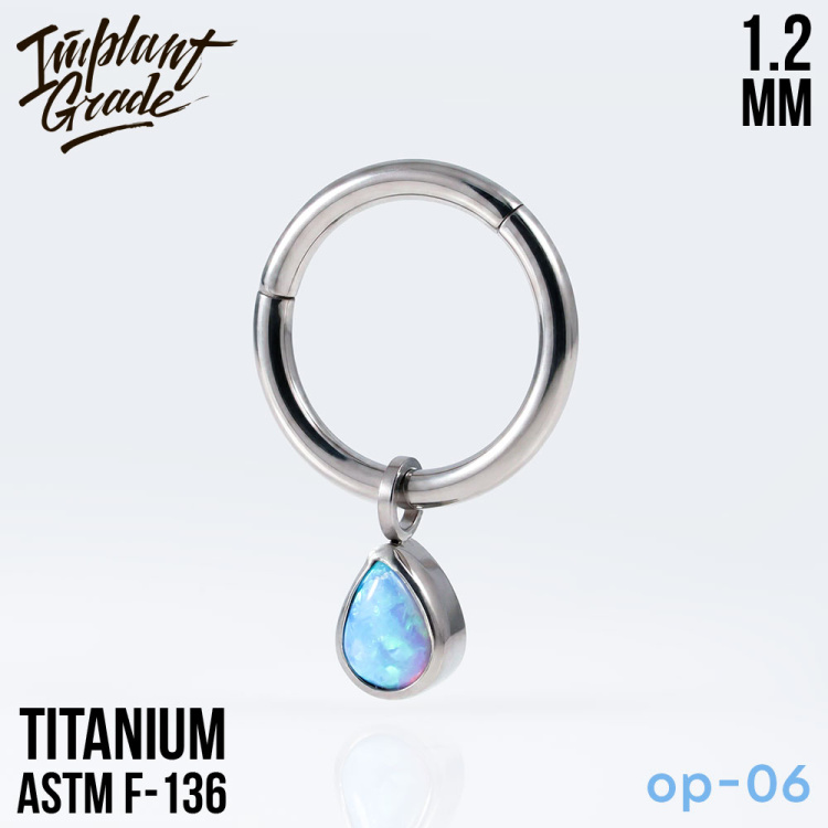 Кольцо-кликер Pendant Drop Opal Implant Grade 1.2 мм титан