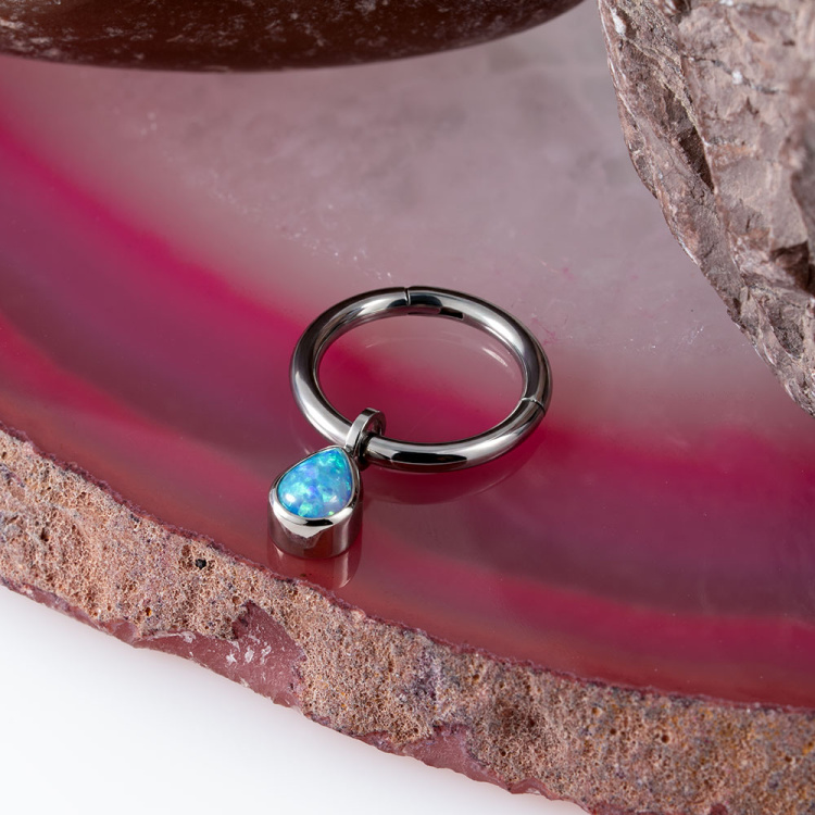 Кольцо-кликер Pendant Drop Opal Implant Grade 1.2 мм титан