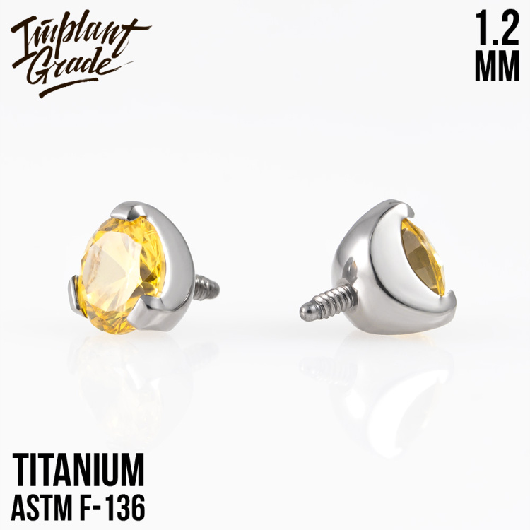 Накрутка Фианит Yellow Implant Grade 1.2 мм титан
