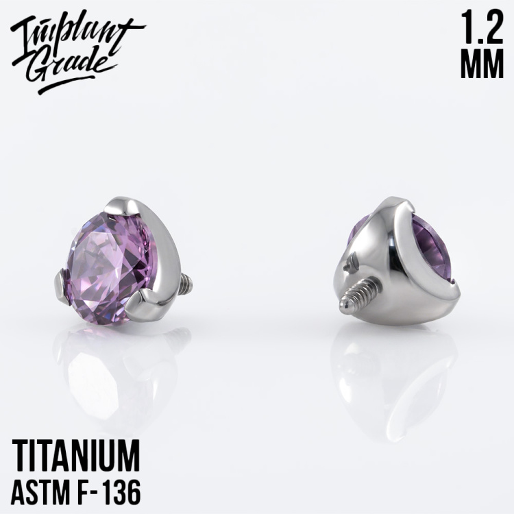 Накрутка Фианит Amethyst Implant Grade 1.2 мм титан