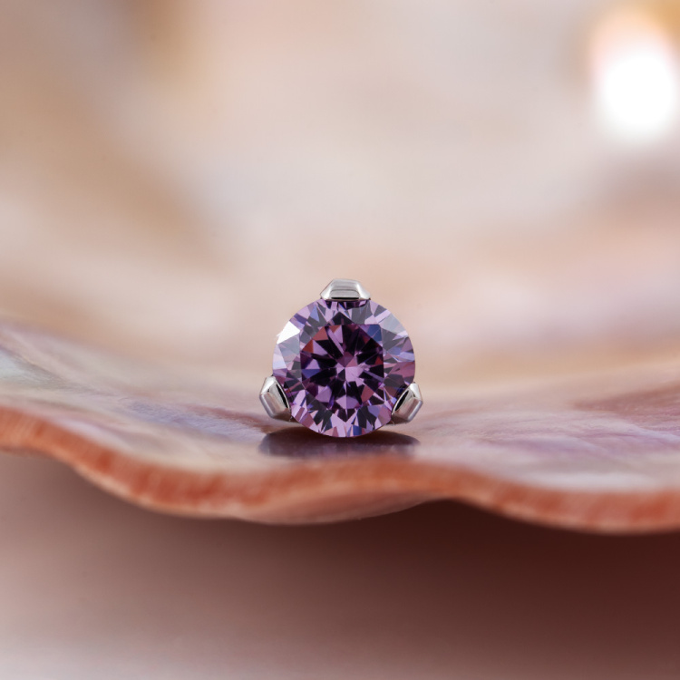 Накрутка Фианит Amethyst Implant Grade 1.2 мм титан