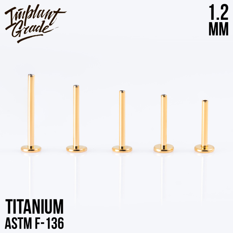 Ножка лабрета Gold Implant Grade 1.2 мм титан+PVD, основа 4 мм Ножка лабрета Gold Implant Grade 1.2 мм титан+PVD, основа 4 мм
