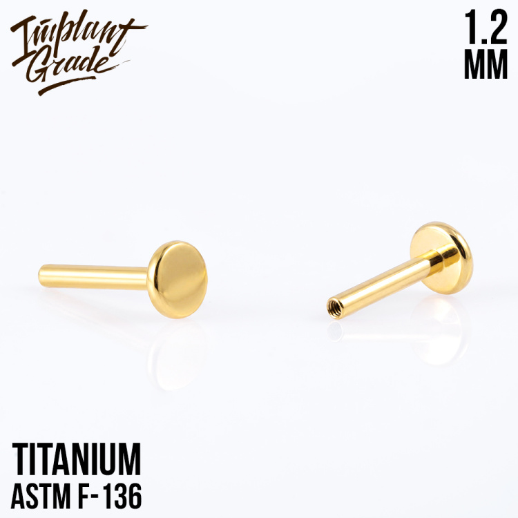 Ножка лабрета Gold Implant Grade 1.2 мм титан+PVD, основа 4 мм Ножка лабрета Gold Implant Grade 1.2 мм титан+PVD, основа 4 мм