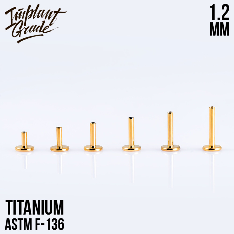 Ножка лабрета Gold Implant Grade 1.2 мм титан+PVD, основа 4 мм
