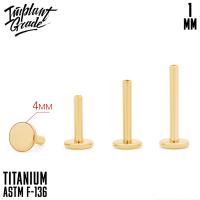 Ножка лабрета Gold Implant Grade 1 мм титан+PVD, основа 4 мм