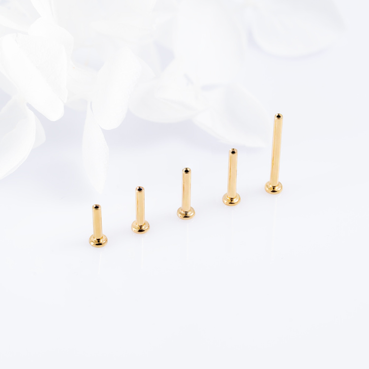 Ножка без резьбы Gold mini Implant Grade 1.2 мм титан+PVD, основа 2.5 мм