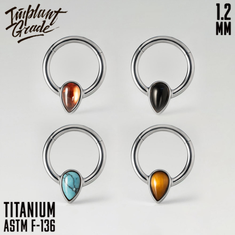 Кольцо-кликер Natural Stone Teardrop Implant Grade 1.2 мм титан