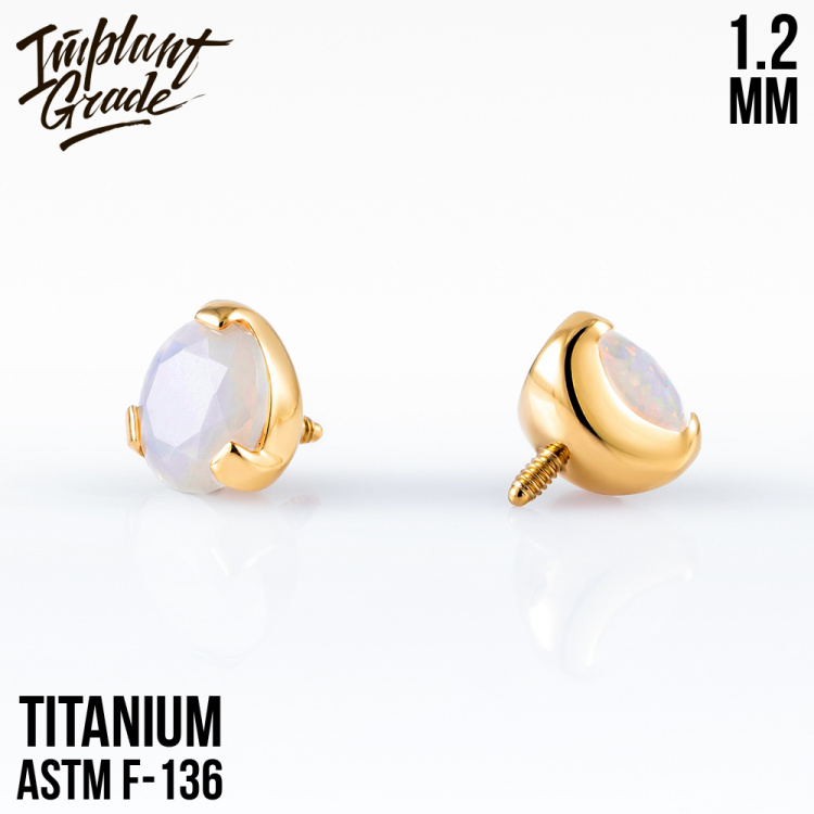 Накрутка Фианит White Opal Implant Grade 1.2 мм титан