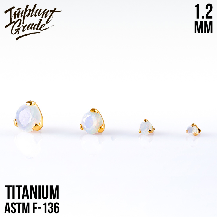 Накрутка Фианит White Opal Implant Grade 1.2 мм титан