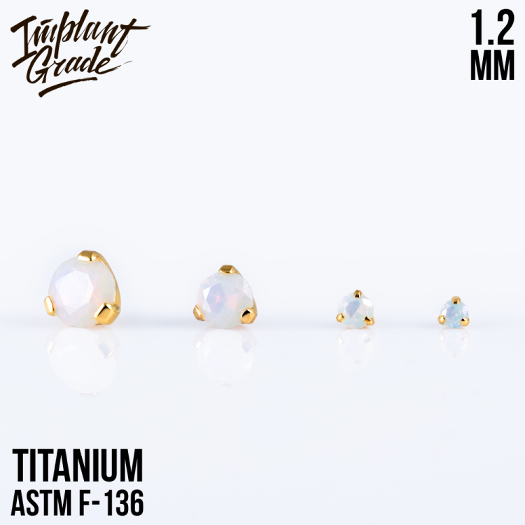 Накрутка Фианит White Opal Implant Grade 1.2 мм титан